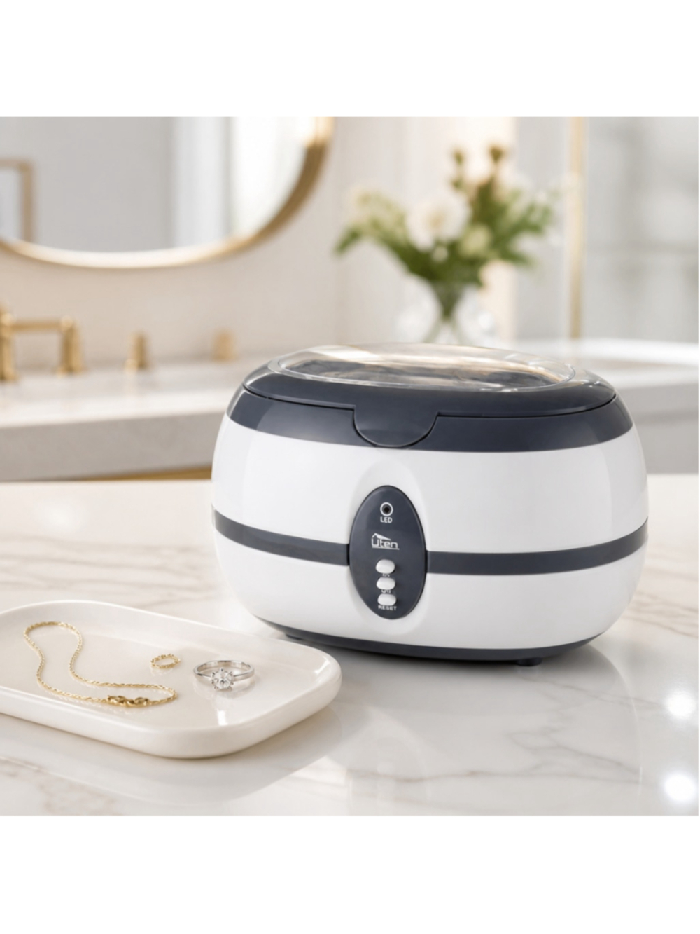 Uten Ultrasonic Jewelry Cleaner One Size White and Dark Gray Brand New in Box